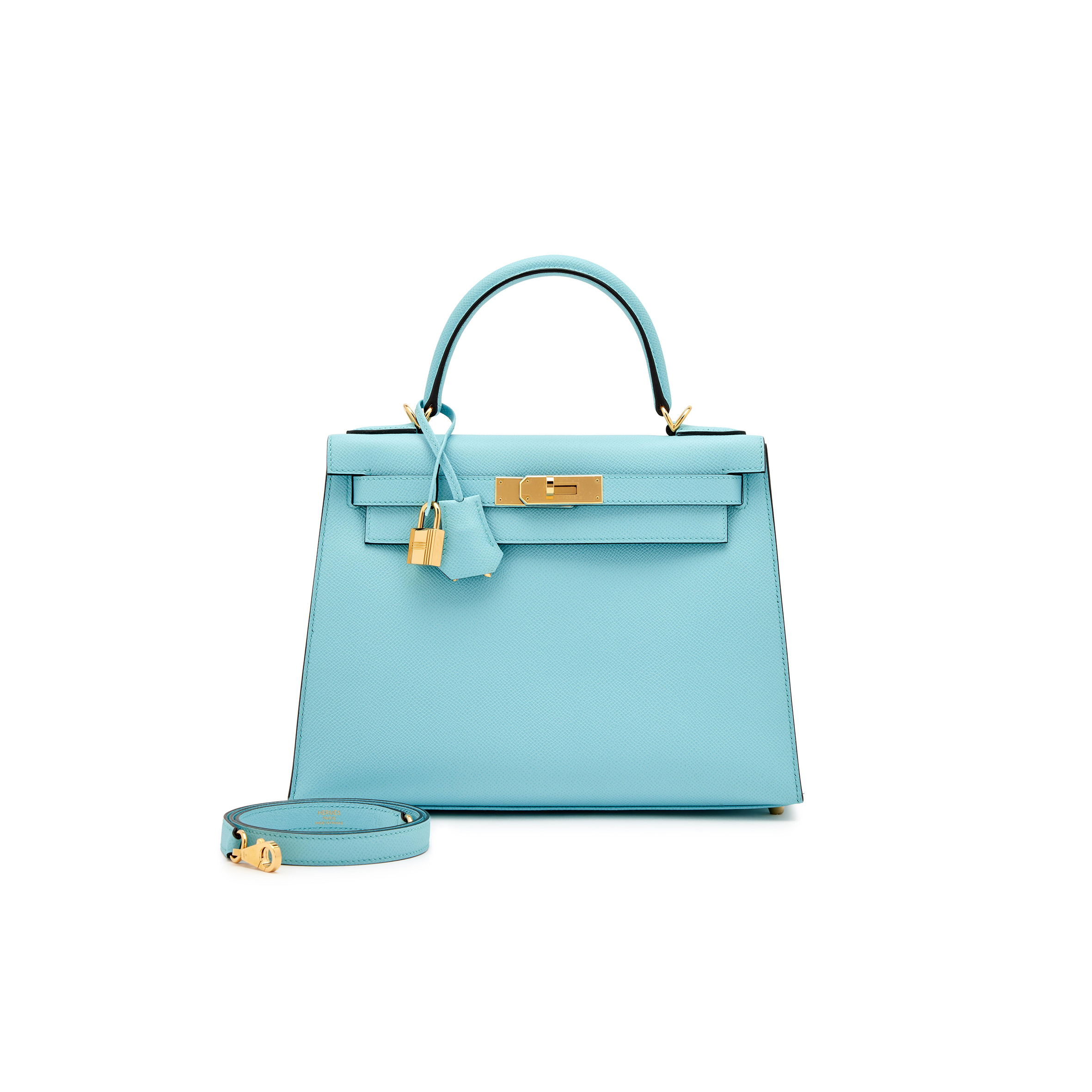 HERMÈS EPSOM KELLY SELLIER 28 BLUE ZEPHYR GOLD HARDWARE (28*22*10cm) 